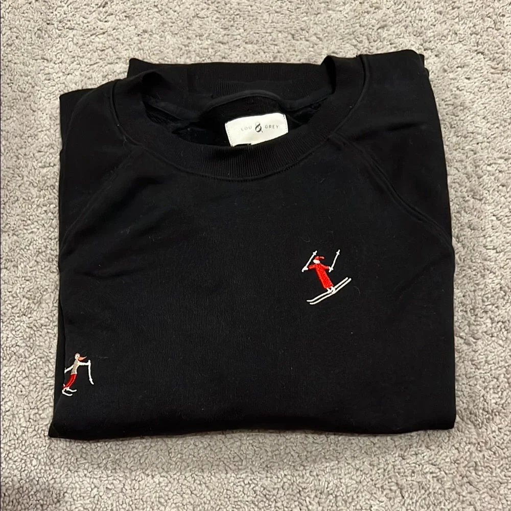 Lou & Grey Black Sweater with Skiers - Picture 1 of 4